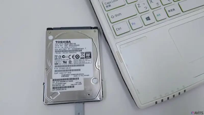 ノートPCから取り外したHDD(1TB)。これに10年間の大事なデータがたくさん入っています。