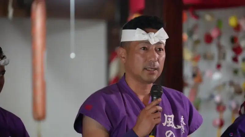 太鼓道場「風の会」の伊藤裕介会長からの挨拶。