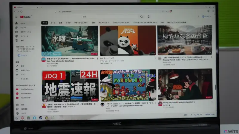 YouTubeもご覧の通り。再生すれば本体から音もでます。